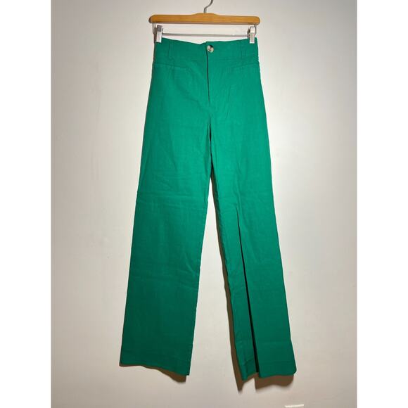 Maeve Anthropologie Kelly Green The Colette Wide Leg Pants Size 26 32" Inseam - Picture 1 of 6
